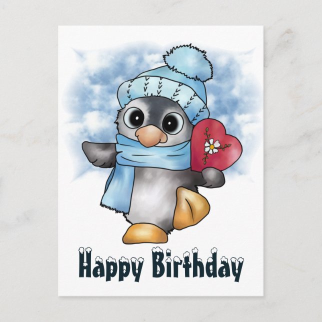 Pinguin mit Herz Postcard (Front)