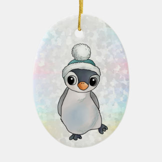 Pinguin mit Mütze Ceramic Tree Decoration