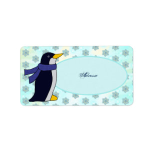 Pinguin mit Schal Adressaufkleber Label