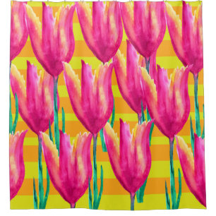 Pinik Tulips pattern  Shower Curtain