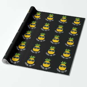 Pining For You Funny Pineapple Pun Dark BG Wrapping Paper