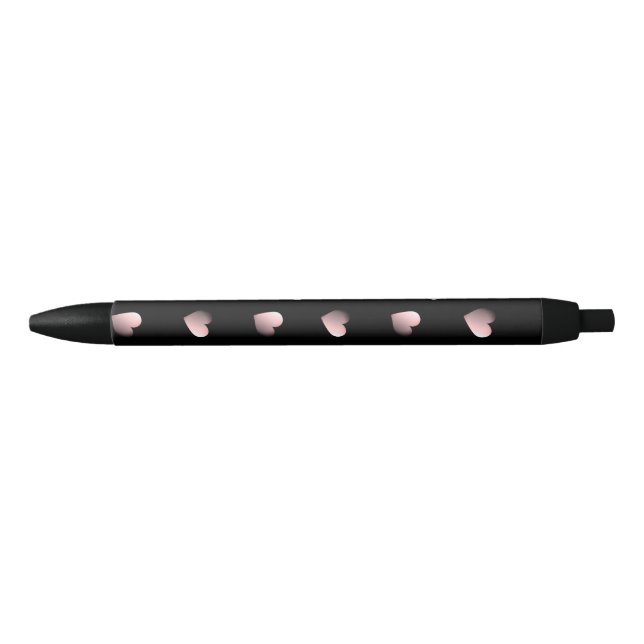 Pink3D Hearts on Black Ink Pen (Front)