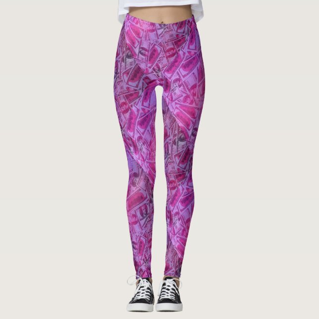 Pink $100 Bills Leggings (Front)