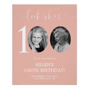 Pink 100th Birthday Welcome Poster