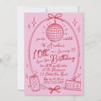 Pink 10th Birthday Double Digits Girl Party Invite
