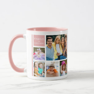 Pink 12 Family Photo Collage Quote Monogrammed  Mug