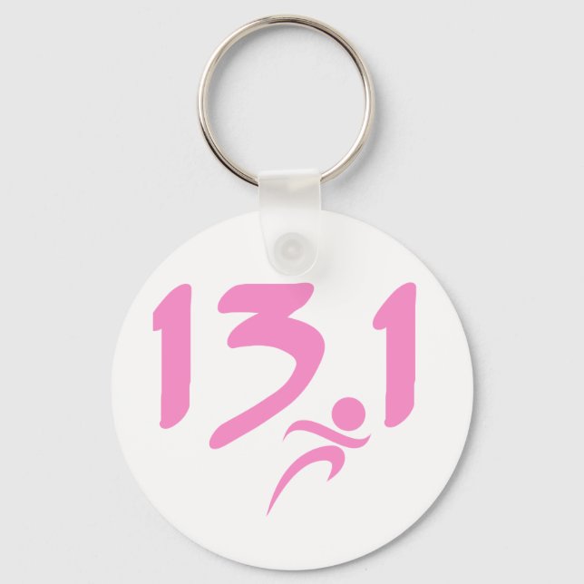 Pink 13.1 half-marathon key ring (Front)