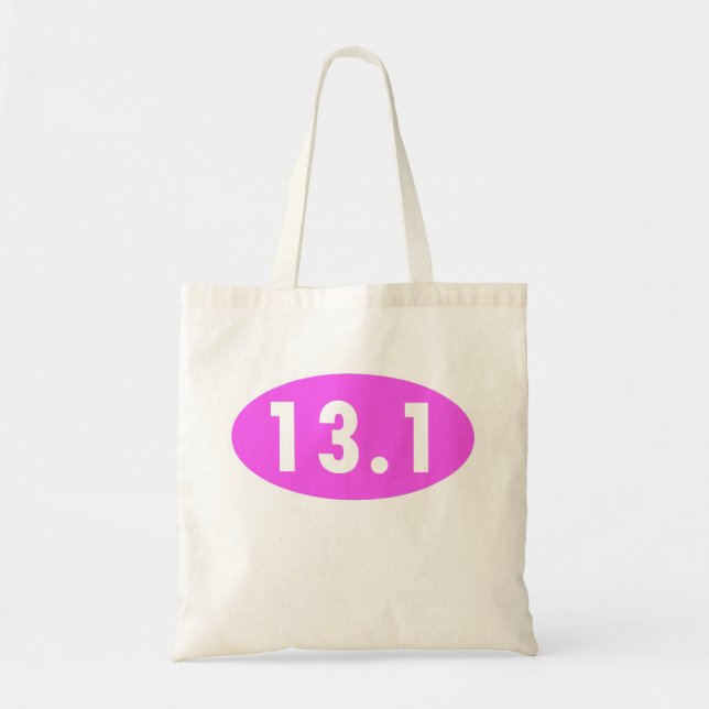 Pink 13.1 Half Marathon Oval Tote Bag (Front)