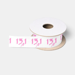Pink 13.1 half-marathon satin ribbon
