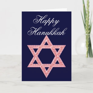 Pink 1 Jewelled Star of David Hanukkah Card