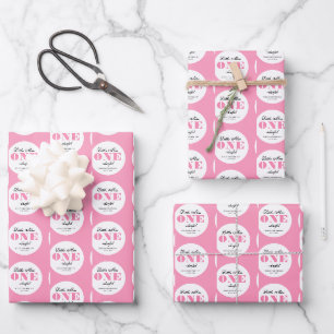 Pink 1st Birthday  Wrapping Paper Sheet