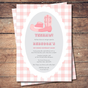 Pink 1st Rodeo Birthday Party  Invitation