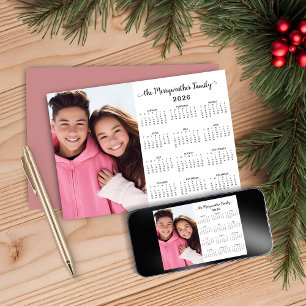 Pink 2025 Modern Minimalist Family Photo Calendar Holiday Card