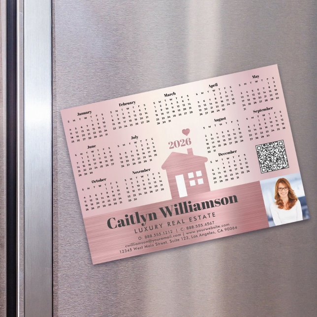 Pink 2026 Calendar Realtor Photo QR Code Magnet (Creator Uploaded)