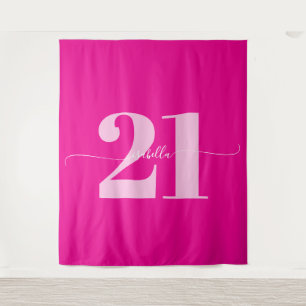 Pink 21st Birthday Celebration Tapestry