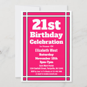 Pink 21st Birthday Party Invitation