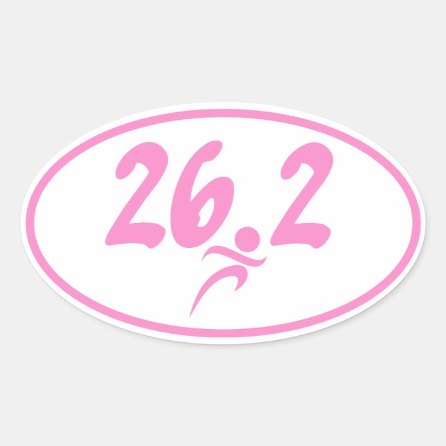 Pink 26.2 marathon oval sticker (Front)