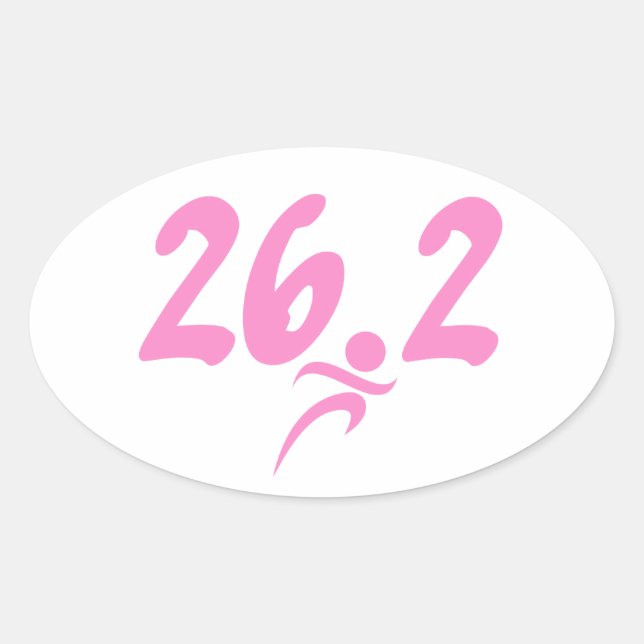 Pink 26.2 marathon oval sticker (Front)