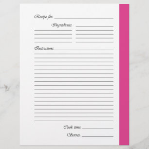 Pink 2-sided Recipe Pages