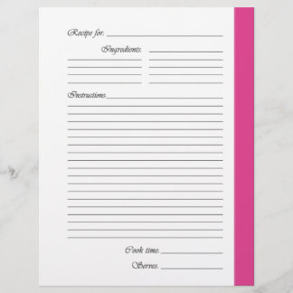 Pink 2-sided Recipe Pages