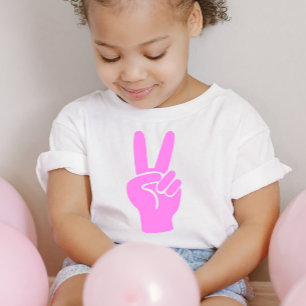 Pink 2nd Birthday Peace Out Sign Two Fingers Toddler T-Shirt