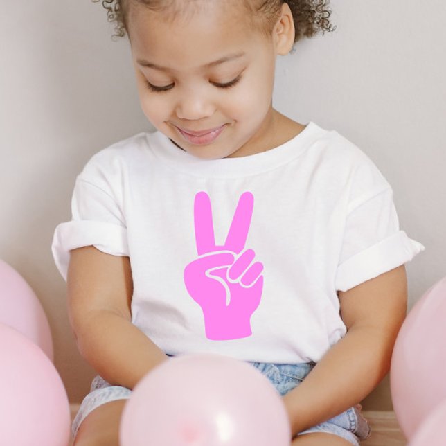 Pink 2nd Birthday Peace Out Sign Two Fingers  Toddler T-Shirt (Creator Uploaded)