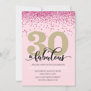 Pink 30 and Fabulous Birthday Party Invitation