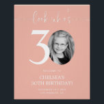 Pink 30th Birthday Welcome Sign | Look Who's 30<br><div class="desc">Welcome guests to your 30th birthday celebration with this stunning editable welcome sign. Featuring a sleek, customizable layout, this template allows you to easily add your own photo and personalize the text, making it a perfect addition to your milestone 30th birthday decor. Ideal for entryways or as a party focal...</div>