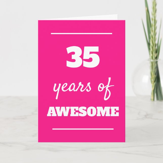 Pink 35th Birthday Card (Front)