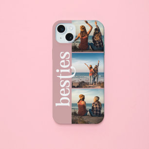 Pink 3 Photos Best Friends Besties Editable Colour iPhone 15 Plus Case