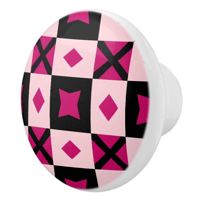 Pink 3 tone checkered door pull (Right)