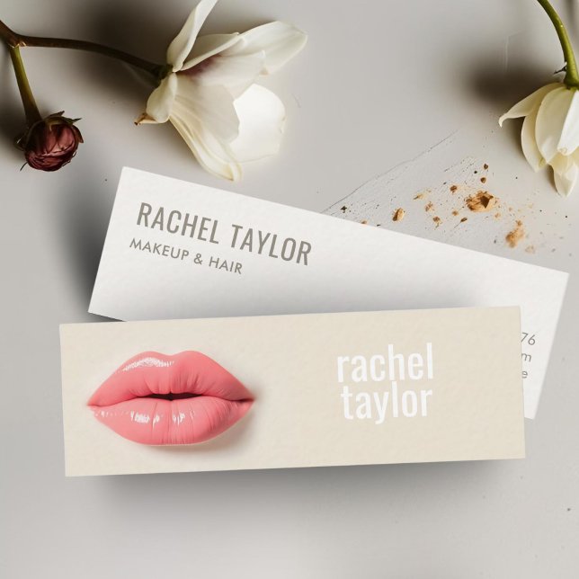 Pink 3D Lips Modern Professional  Mini Business Card (Creator Uploaded)