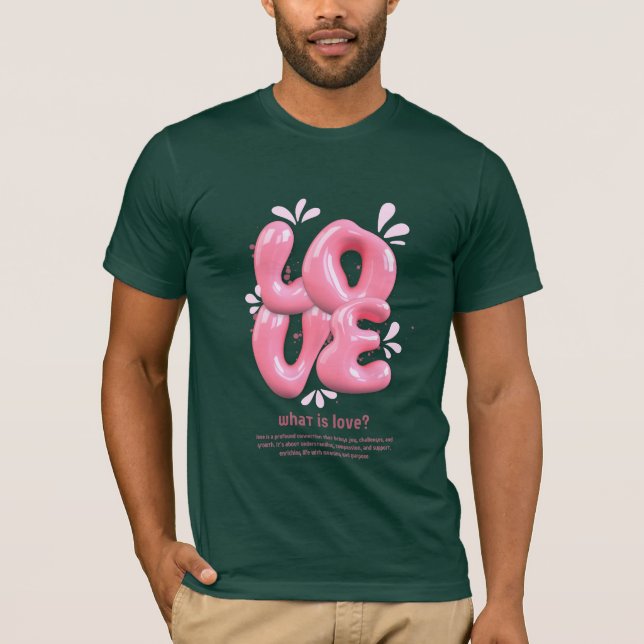 Pink 3D Love Quote T-Shirt Design (Front)
