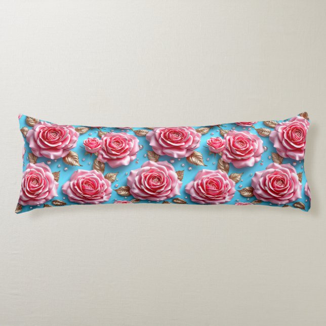 Pink 3d roses body cushion (Front)