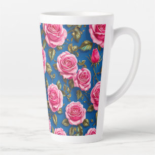 Pink 3d roses latte mug