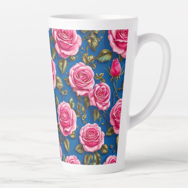Pink 3d roses latte mug (Right)