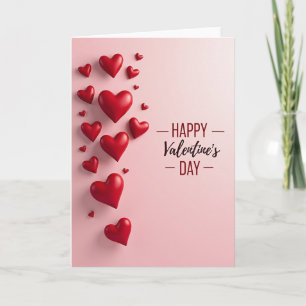 Pink 3D Valentines Day Hearts Card