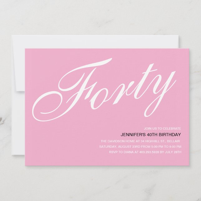 Pink 40th Birthday Invitations (Front)