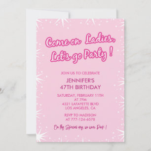 Pink 47th birthday invitations Trendy Sparkle