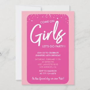 Pink 48th birthday invitations Girl Trendy Girly