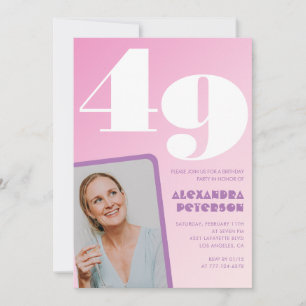 Pink 49th birthday invitations Retro Photo