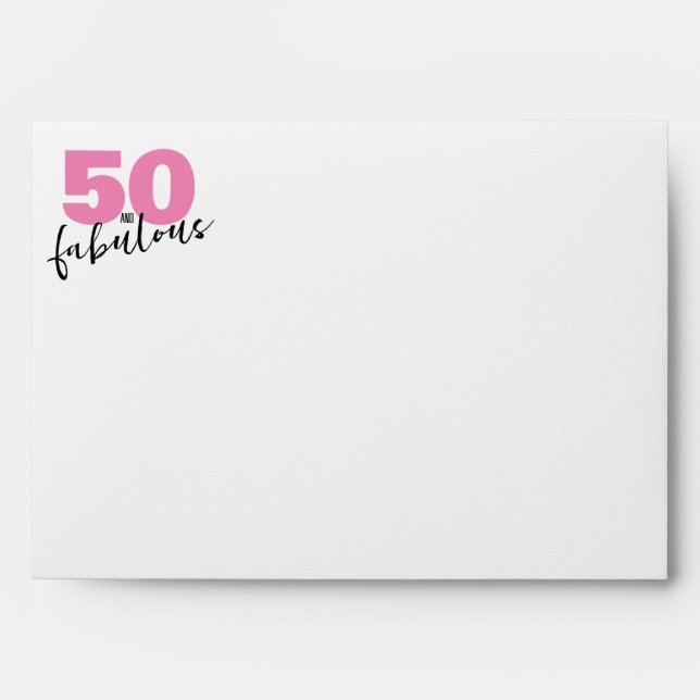 Pink 50 and fabulous 50th Birthday return address Envelope (Front)