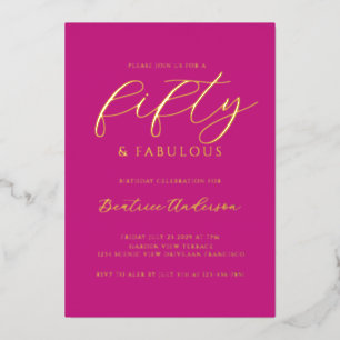 Pink 50 and Fabulous Birthday Gold