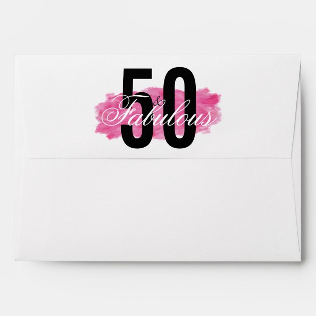 Pink 50 and Fabulous Watercolor Birthday Envelope (Back (Top Flap))