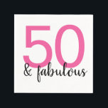 Pink 50 and Fabulous Woman's 50th Birthday Party Napkin<br><div class="desc">Have a big party to celebrate turning 50 and go all out with these fun and colourful pink and black 50 & fabulous paper napkins. You go girl!</div>