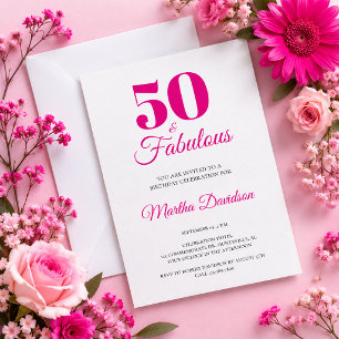 Pink 50 & Fabulous Elegant Celebration Invitation