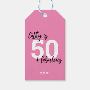 Pink 50th birthday gift tags