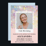 Pink 50th birthday invitations Confetti Photo<br><div class="desc">Pink 50th birthday invitations Confetti Photo</div>