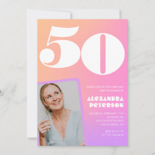 Pink 50th birthday invitations Retro Photo