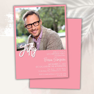 Pink 50th Birthday Photo  Invitation
